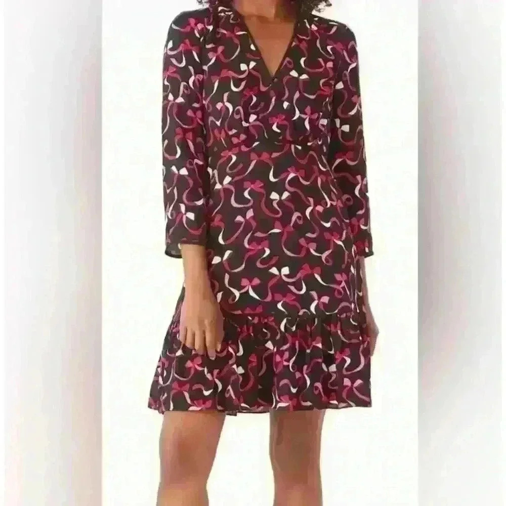 Kate Spade New York Ribbon Midi Dress Lined Zip Closure Womens Size 2